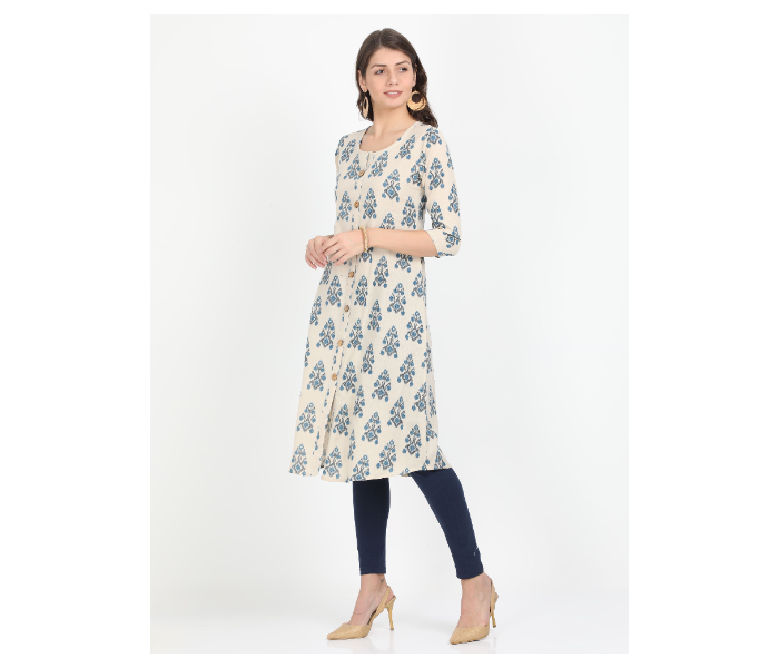 Kaia SK01AK0014BGE003 Medium Printed A-Line kurta - Beige - Zoom Image 2