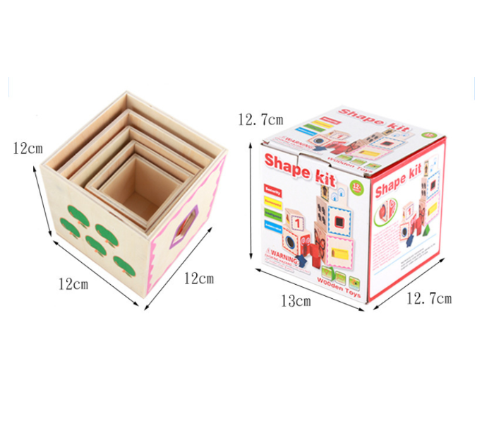 Generic 2107787 Wooden Boxes Stacking Toy with Shapes Puzzle for Toddlers - Zoom Image 4