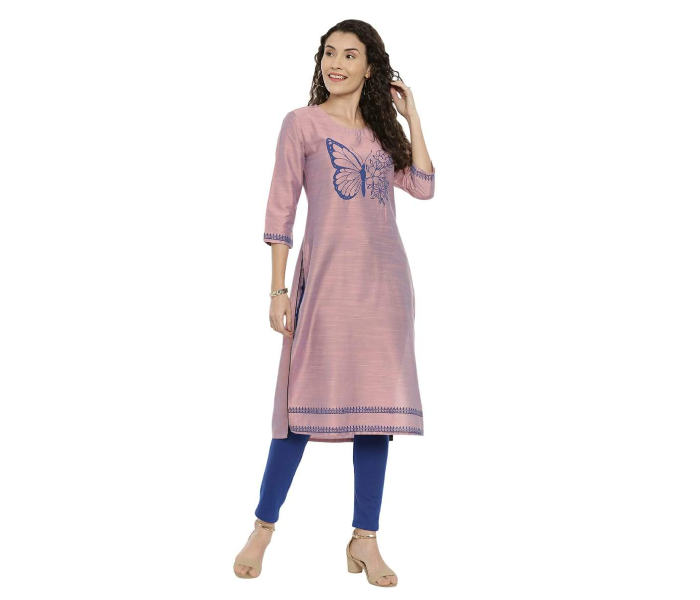 Kaia SK01LK0023PNK002 Large Cotton Silk Long Kurta for Women - Pink - Zoom Image