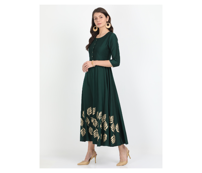 Kaia SK01PW0011BGR002 Large Cotton Silk Dress for Women - Green - Zoom Image 2