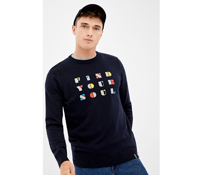 Springfield 140669811 Medium Knitted Jumper for Men - Dark Blue - Zoom Image 3