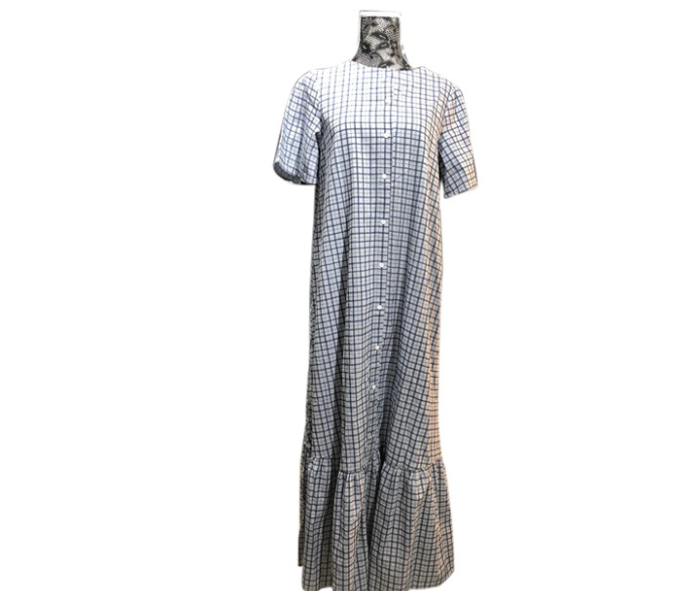 Casting Pearls 10021 LARGE Check Design Cotton Casual ModestDress - Grey - Zoom Image 1