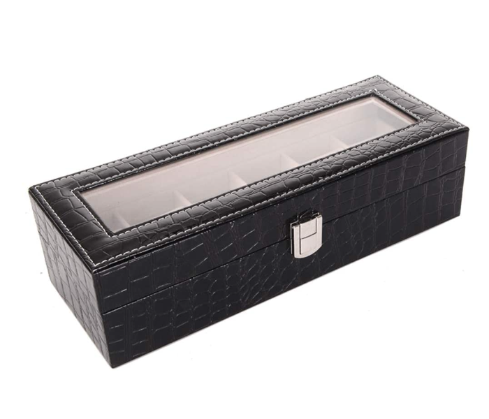 6 Slot PU Leather Watch Display Storage Box - Black - Zoom Image 2