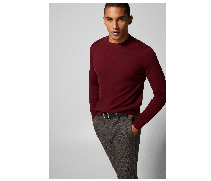 Springfield 140453968 Small Knitted Jumper for Men - Maroon - Zoom Image 3