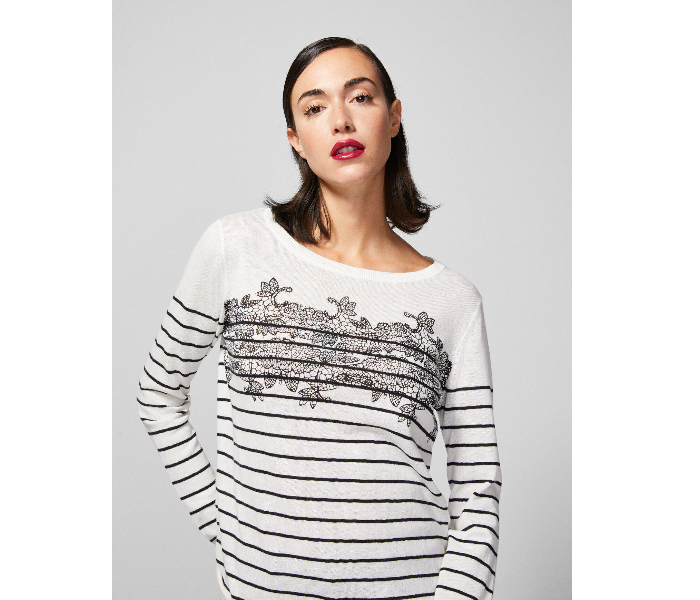 Springfield 133483297 Small Long Sleeve Knitwear for Women - White - Zoom Image 4