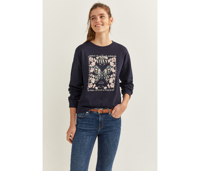 Springfield 108954415 Small Sweat Shirt For Women - Dark Blue - Zoom Image 1