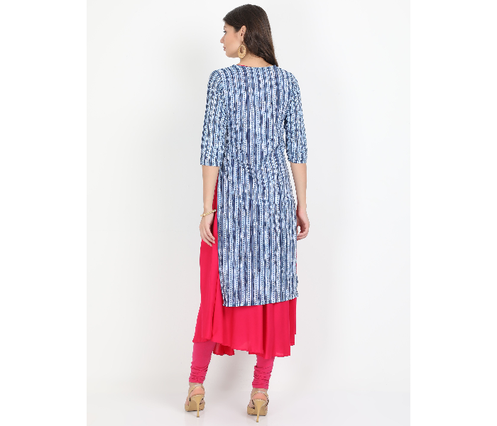 Kaia SK01DK0019BLP009 Medium Long Kurta with Detachable Top for Women - Blue - Zoom Image 3