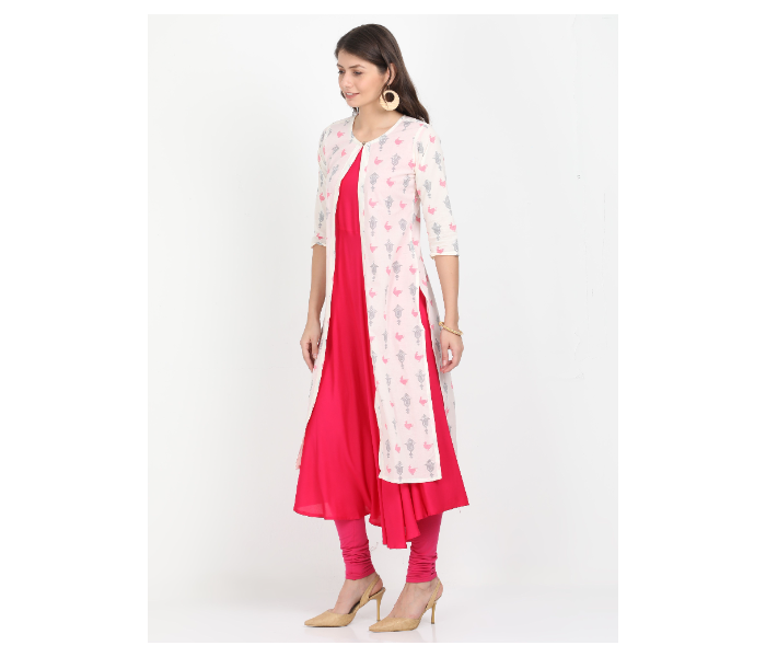 Kaia SK01DK0018WHP009 Medium Long Kurta with Detachable Top for Women - White - Zoom Image 2