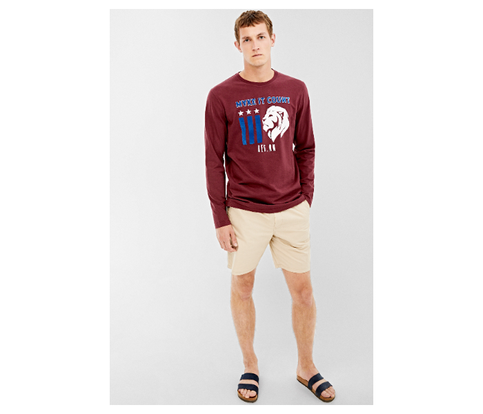 Springfield 022662969 Small Long Sleeve T-Shirt for Men - Maroon - Zoom Image 1