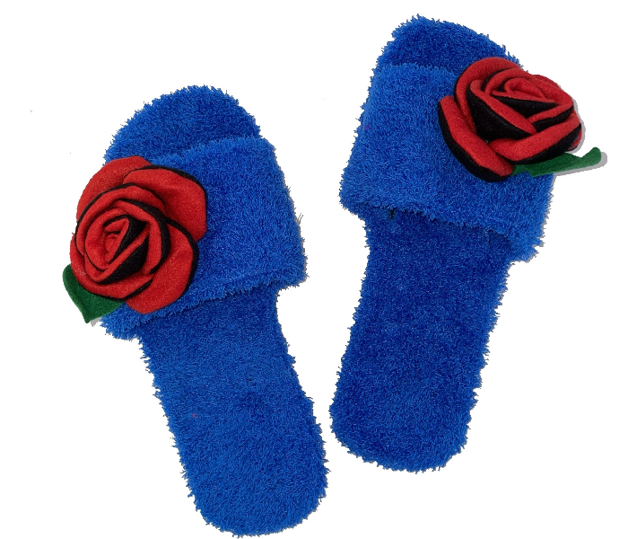 Casual LFO37 US 10 Flower Design Daily Wear Soft Flat Home Slippers for Women - Blue - Zoom Image