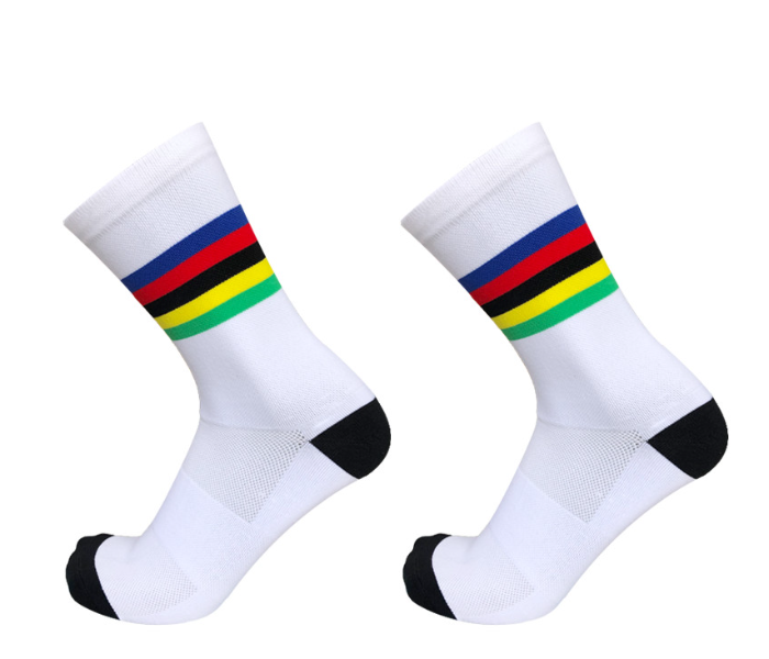 New Champion Rainbow Cycling Socks for Men and Women - White - Zoom Image