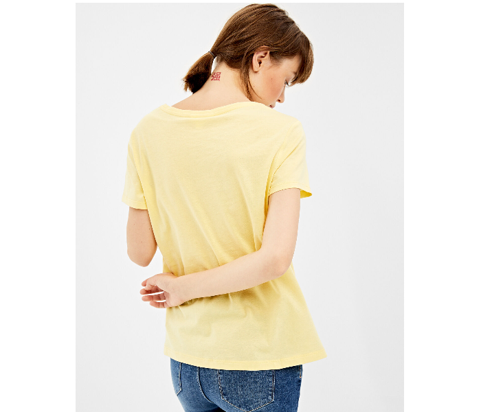 Springfield 138609307 Medium Short Sleeve Fancy T-Shirt for Women - Yellow - Zoom Image 3