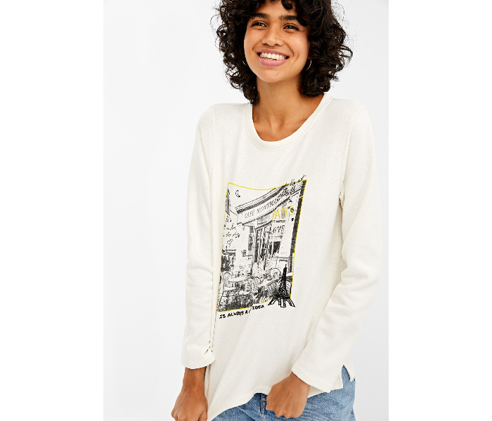 Springfield 108605797 Small Sweat Shirt for Women - White - Zoom Image 2