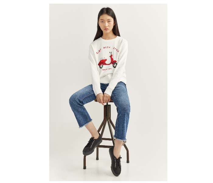 Springfield 108732097 Small Sweat Shirt For Women - White - Zoom Image 1