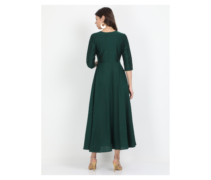 Kaia SK01PW0011BGR002 Medium Cotton Silk Dress for Women - Green - Zoom Image 3