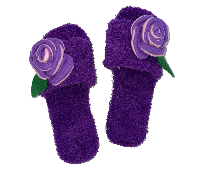 Casual LFO37 US 09 Flower Design Daily Wear Soft Flat Home Slippers for Women - Dark Purple - Zoom Image