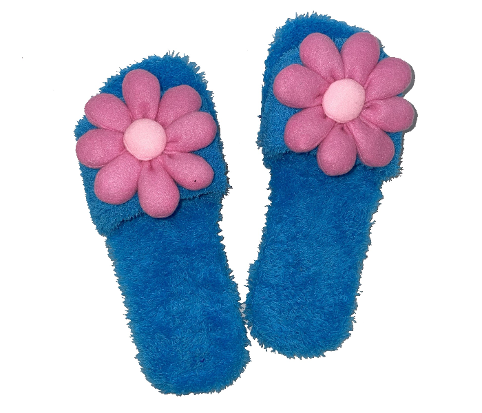 Casual LFO34 US 07 Flower Design Daily Wear Soft Flat Home Slippers for Women - Light Blue - Zoom Image