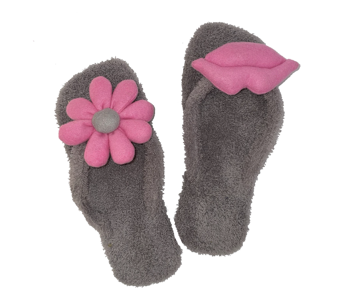 Casual LFV97 US 07 Flower Design Daily Wear Soft Flat Home Slippers for Women - Grey - Zoom Image