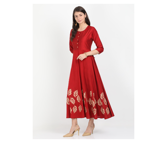 Kaia SK01PW0010MRN002 Medium Cotton Silk Dress for Women - Maroon - Zoom Image 2