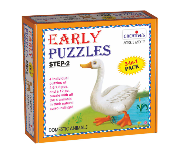 JMsouq Creative Educational CE00784 Early Puzzles Step II Domestic Animals Educational Game for Kids - Zoom Image 1