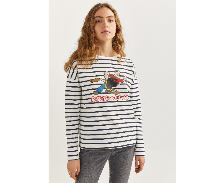 Springfield 108743617 XS Sweat Shirt For Women - White - Zoom Image 2