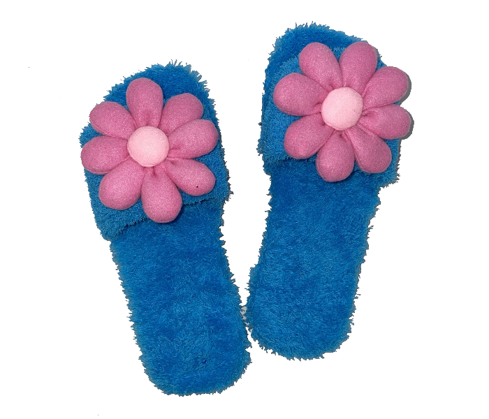 Casual LFO34 US 10 Flower Design Daily Wear Soft Flat Home Slippers for Women - Light Blue - Zoom Image