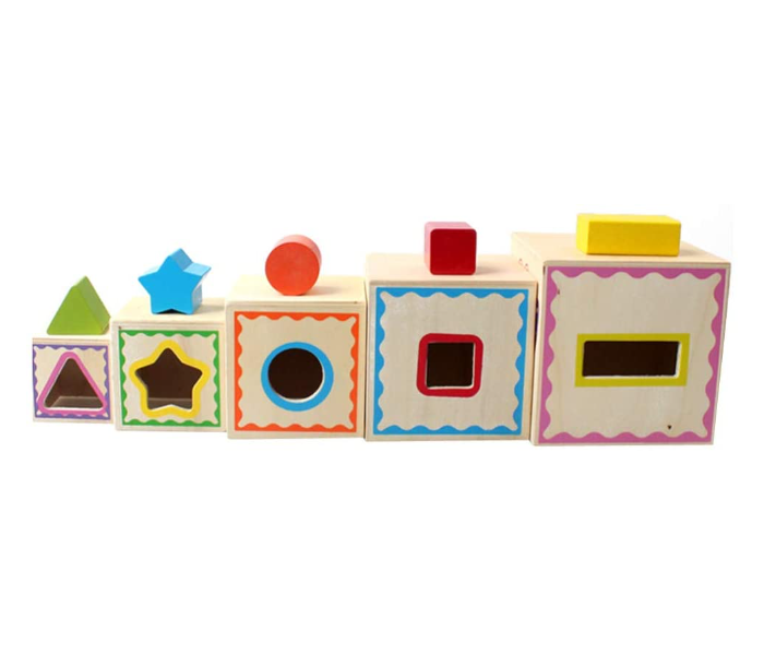 Generic 2107787 Wooden Boxes Stacking Toy with Shapes Puzzle for Toddlers - Zoom Image 5