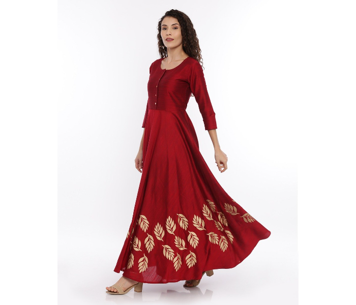 Kaia SK01PW0010MRN002 Medium Cotton Silk Dress for Women - Maroon - Zoom Image 1