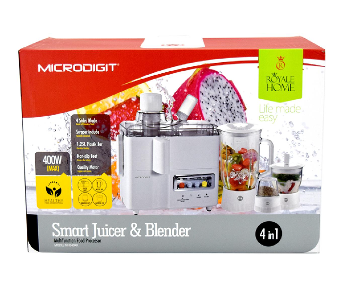 Microdigit MH840XR 4 in 1 Multi-function Food Processor Smart Jucer Blender - White - Zoom Image 2