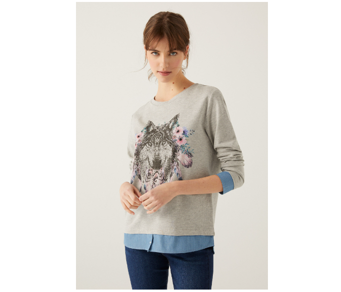 Springfield 108961743 Small Sweat Shirt For Women - Grey - Zoom Image 2