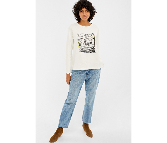 Springfield 108605797 Extra Small Sweat Shirt for Women - White - Zoom Image 1