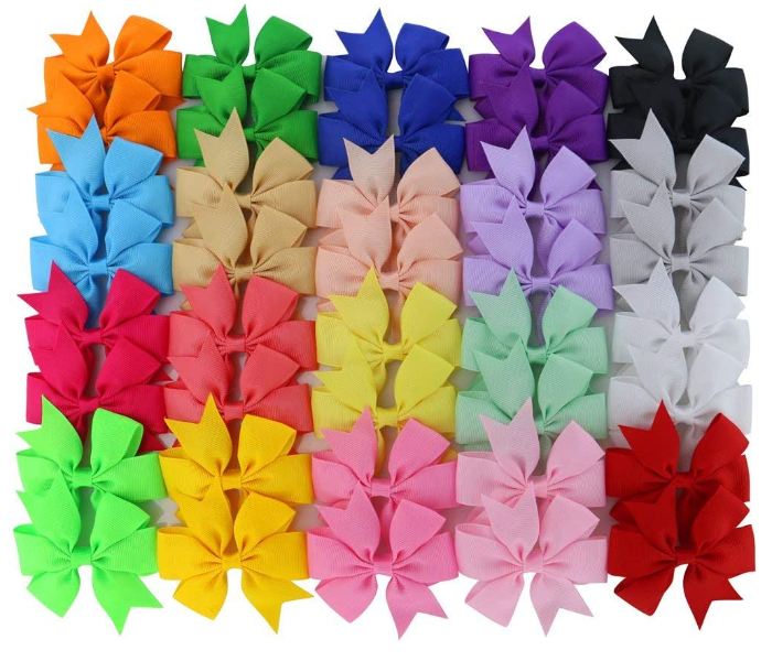 Multicolor 30 Piece Ribbon Boutique Hair Bow Clip for Girl - Zoom Image 1