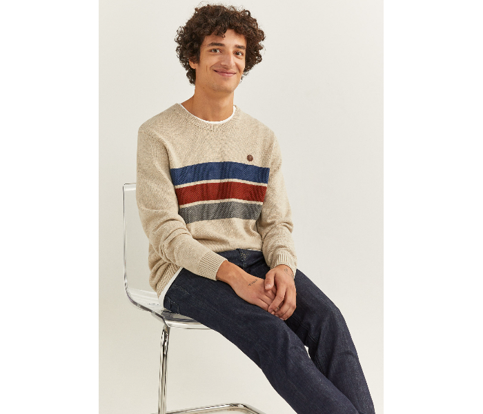 Springfield 141945551 Large Cotton Knitwear for Men - Beige - Zoom Image 1