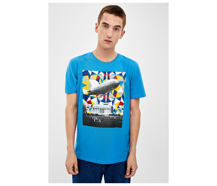 Springfield 026666385 Small Short Sleeve T-Shirt for Men - Blue - Zoom Image 1