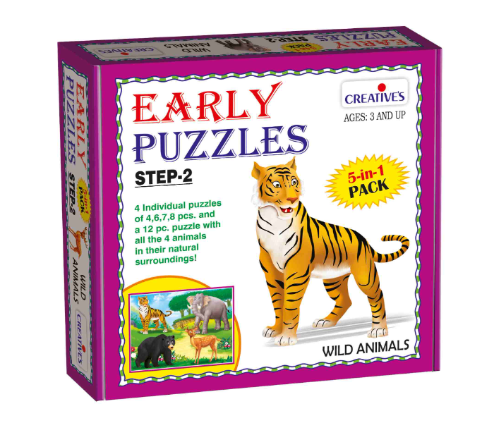 JMsouq Creative Educational CE00787 Early Puzzles Step II Wild Animals Educational Game for Kids - Zoom Image 1