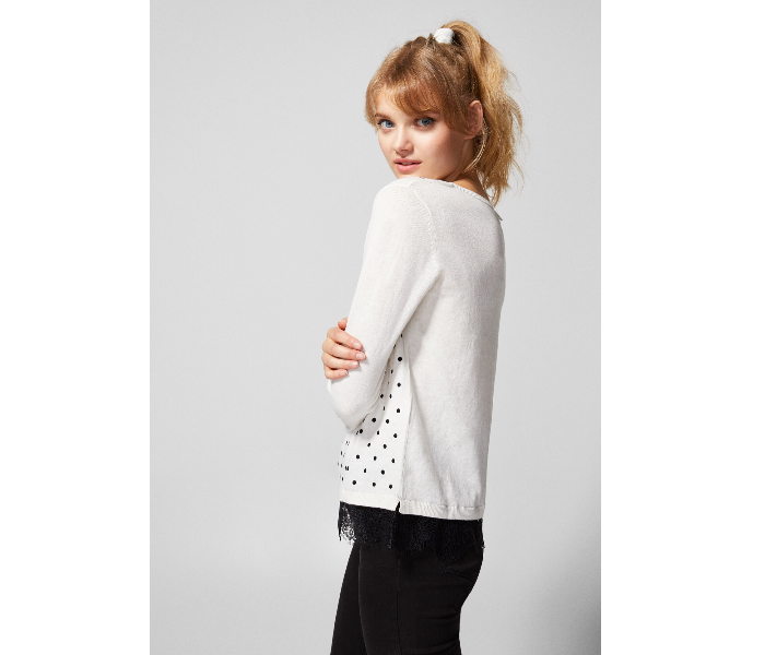 Springfield 133487597 Small Long Sleeve Knitwear for Women - White - Zoom Image 3