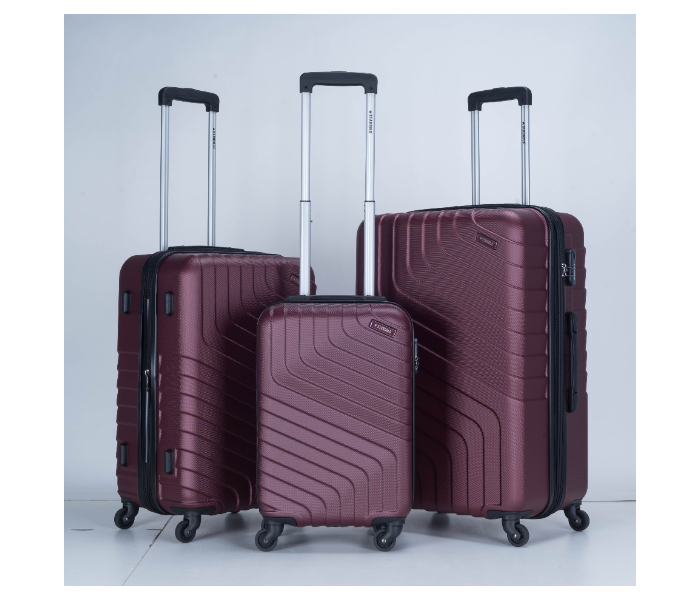 Star Gold SG-T85B Set of 3 High Quality ABS Trolley Bags - Burgundy - Zoom Image