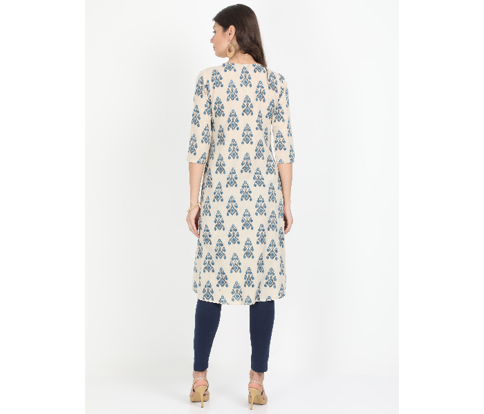 Kaia SK01AK0014BGE003 Large Printed A-Line kurta - Beige - Zoom Image 3