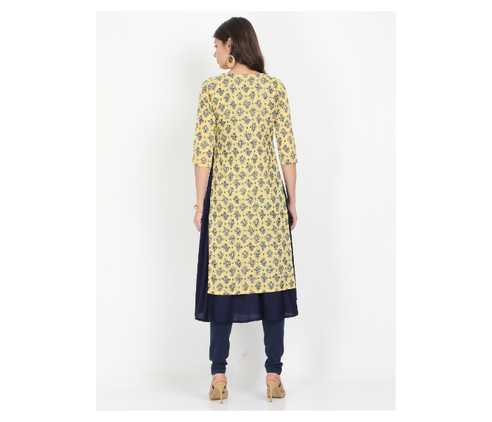 Kaia SK01DK0012YLB009 XL Long Kurta with Detachable Top for Women - Yellow - Zoom Image 3