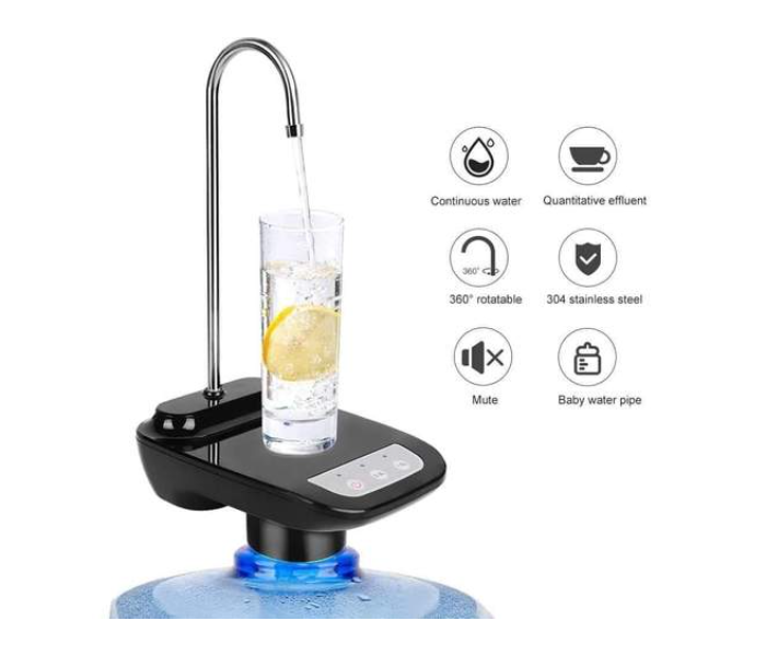 Rechargeable Water Bottle Dispenser Drinking Water Pump with Base WP-74 - Black - Zoom Image 1