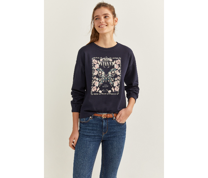 Springfield 108954415 Medium Sweat Shirt For Women - Dark Blue - Zoom Image 1