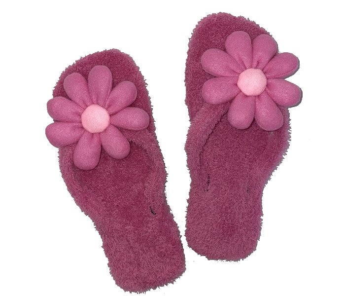 Casual LFV52 US 09 Flower Design Daily Wear Soft Flat Home Slippers for Women - Pink - Zoom Image