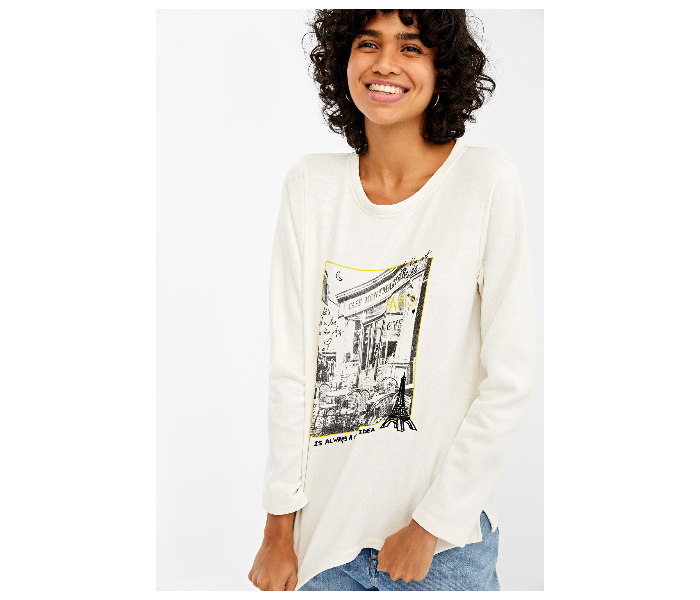 Springfield 108605797 Medium Sweat Shirt for Women - White - Zoom Image 2