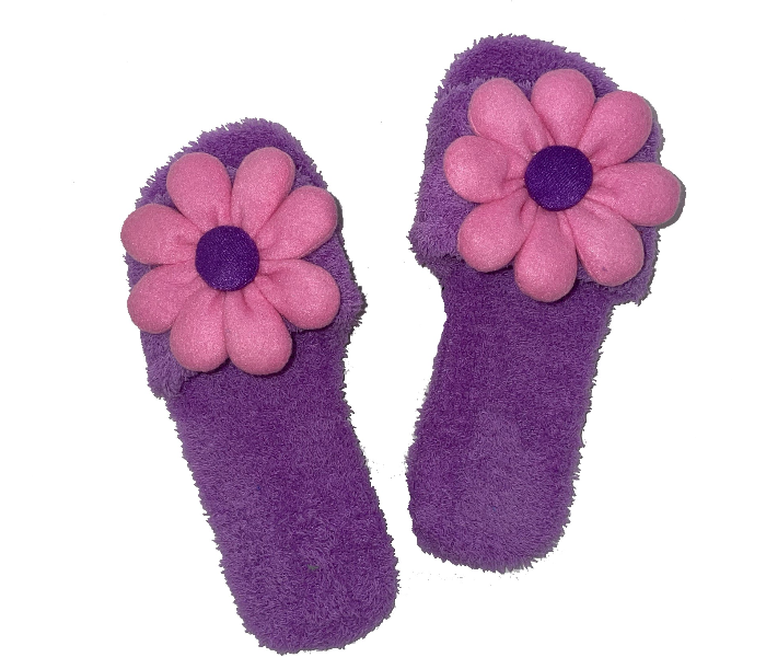 Casual LFO34 US 06 Flower Design Daily Wear Soft Flat Home Slippers for Women - Light Purple - Zoom Image