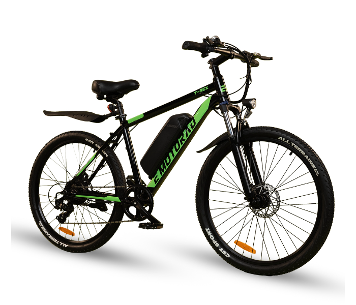 E-Motorad T-REX 250W Mountain Bike - Black and Green - Zoom Image 2