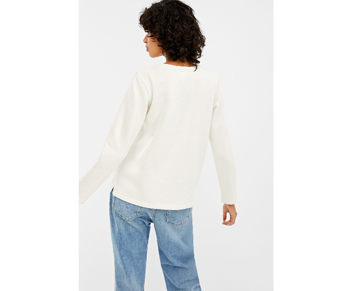 Springfield 108605797 Small Sweat Shirt for Women - White - Zoom Image 3