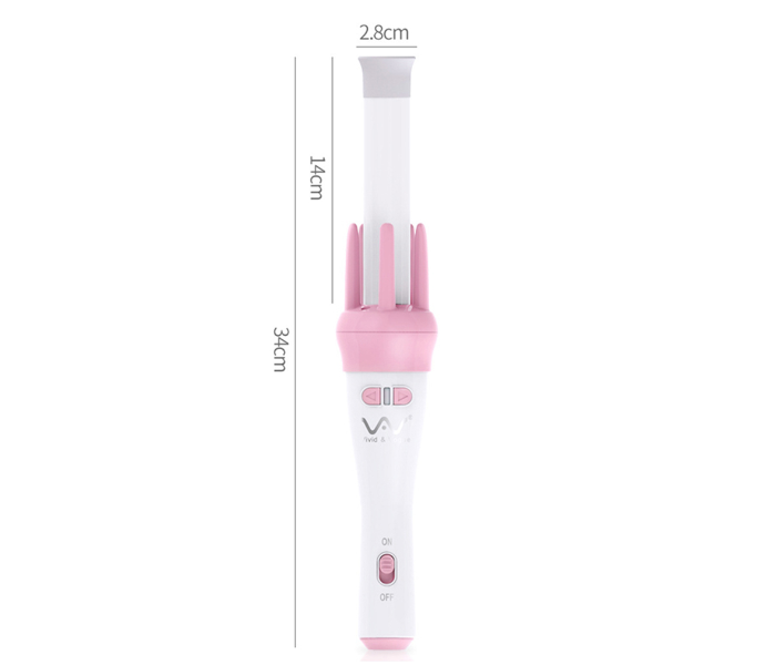 FN- Cute Professional Auto Rotating Automatic Hair Curler Iron White and Pink - Zoom Image 4