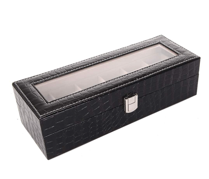 6 Slot PU Leather Watch Display Storage Box - Black - Zoom Image 3