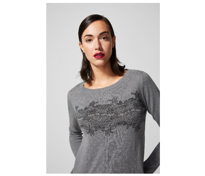 Springfield 133488340 Large Long Sleeve Knitwear for Women - Charcoal Grey - Zoom Image 3