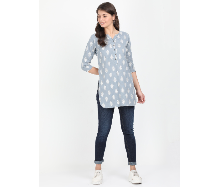 Kaia SK01ST0001LGY003 Medium Short Kurti for Women - Grey - Zoom Image 5